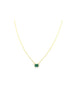14K Gold Emerald Cut Emerald Necklace
