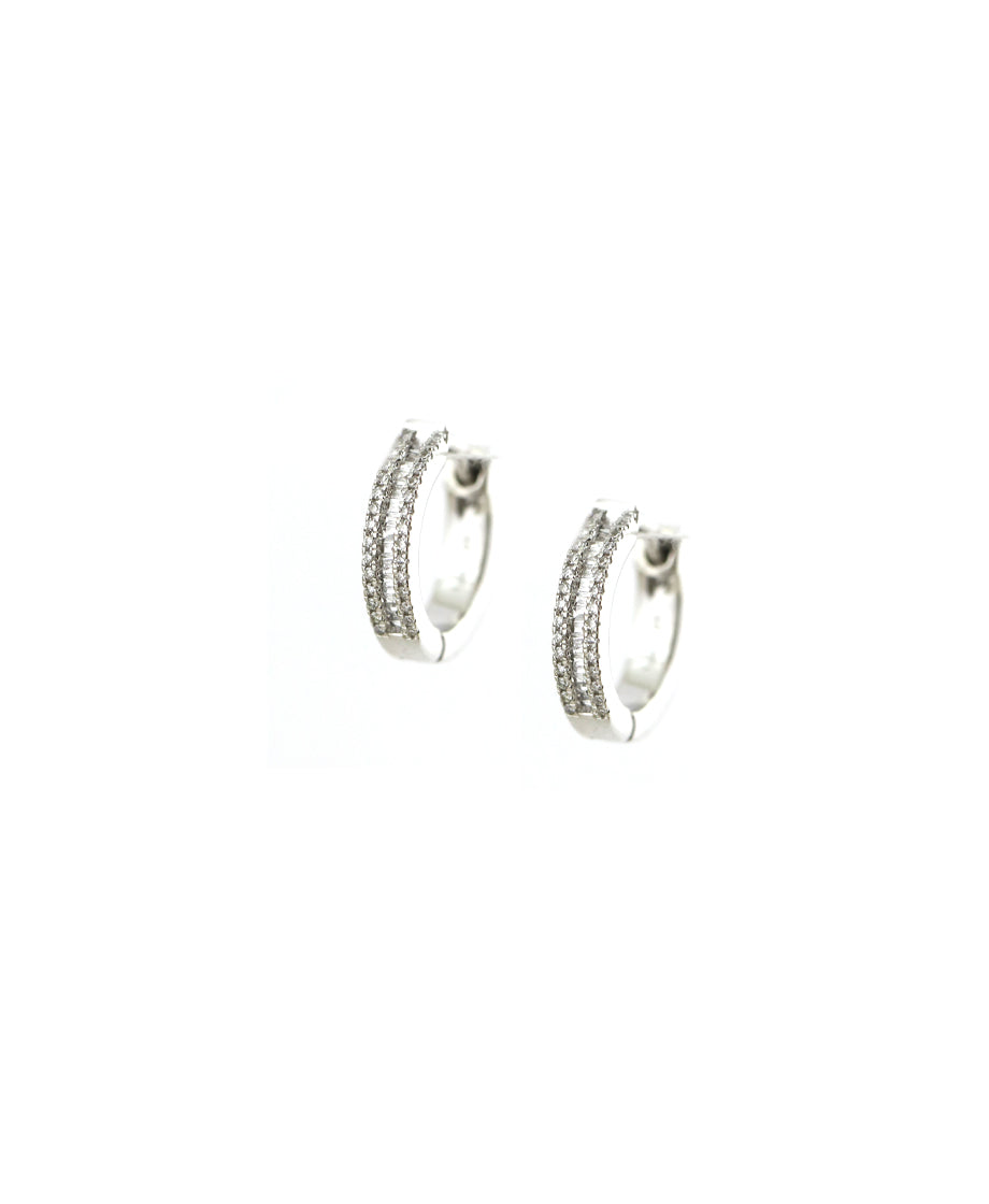 14K Gold 12mm .2ct Baguette Diamond Huggies