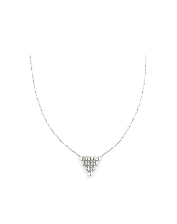 14K White Gold Cascading Baguette Diamond Necklace