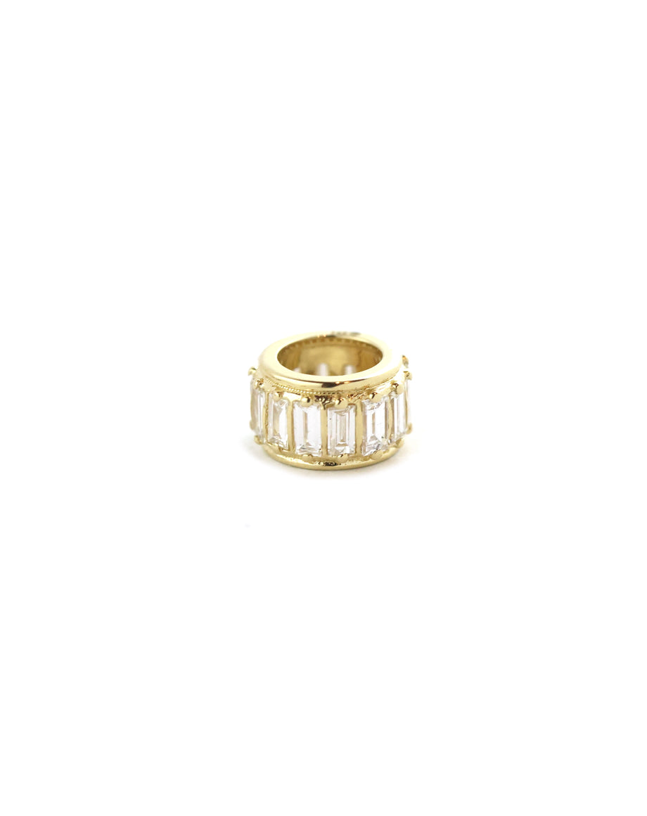 14K Gold Baguette Diamond Barrel Spacer