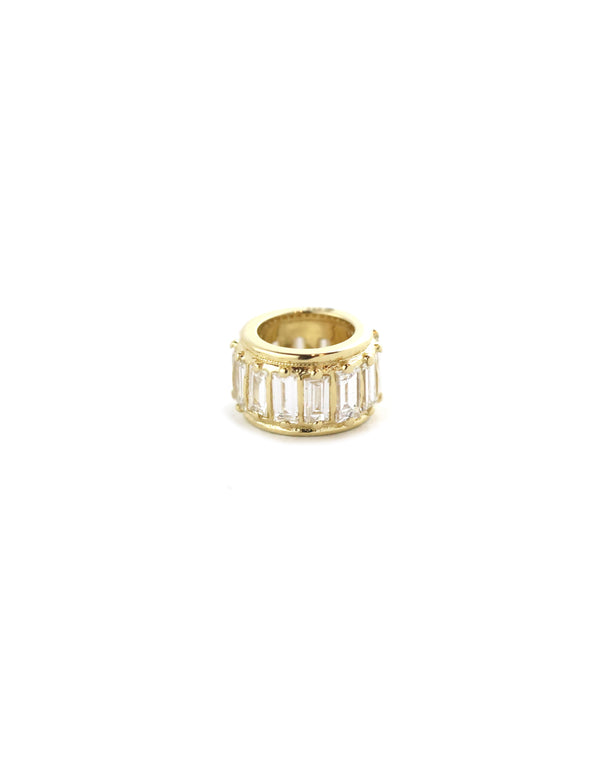 14K Gold Baguette Diamond Barrel Spacer