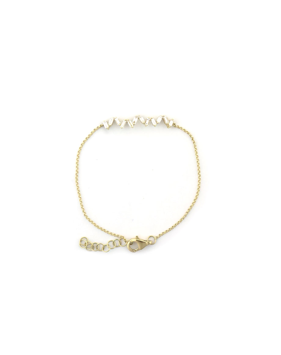 14K Gold Baguette Diamond Zig Zag Bracelet