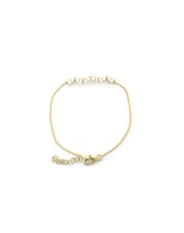 14K Gold Baguette Diamond Zig Zag Bracelet