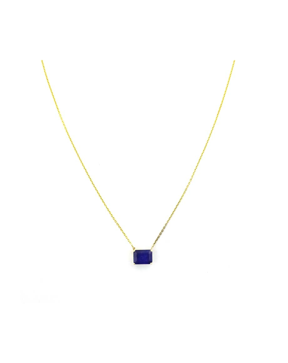 14K Gold 2.45c Emerald-Cut Sapphire Necklace