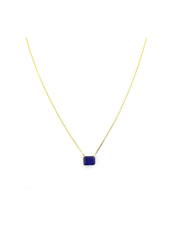 14K Gold 2.45c Emerald-Cut Sapphire Necklace