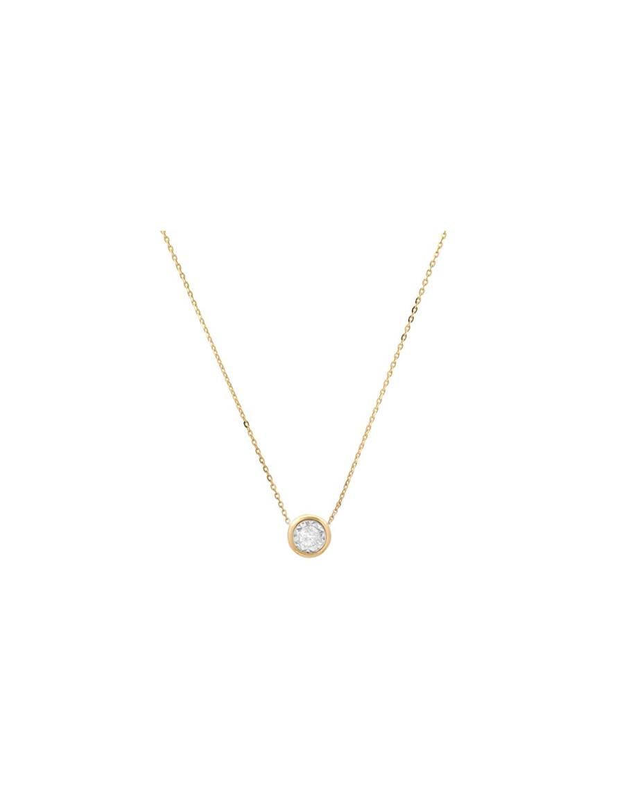 14K Gold Bezel Cupcake .05ct Diamond Necklace