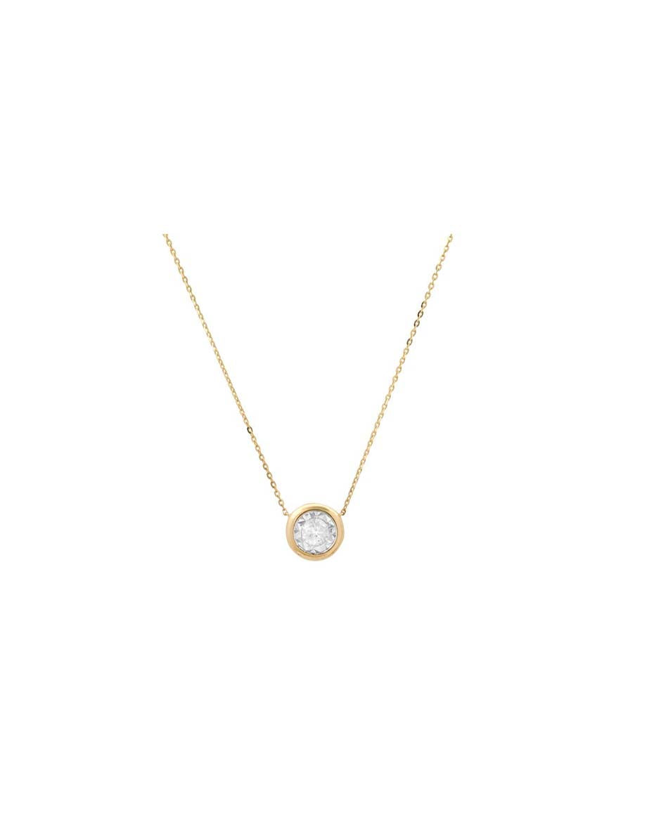 14K Gold Bezel Cupcake .1ct Diamond Necklace