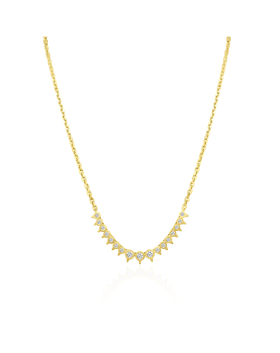 14K Gold Graduated Diamond Bezel Spike Necklace