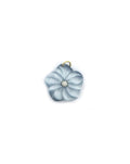 14K Gold Diamond Sky Blue Carved Cat's Eye Flower Charm