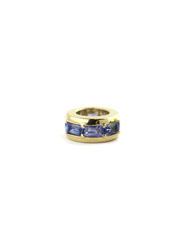 14K Gold Pronged Blue Sapphire Baguette Round Spacer