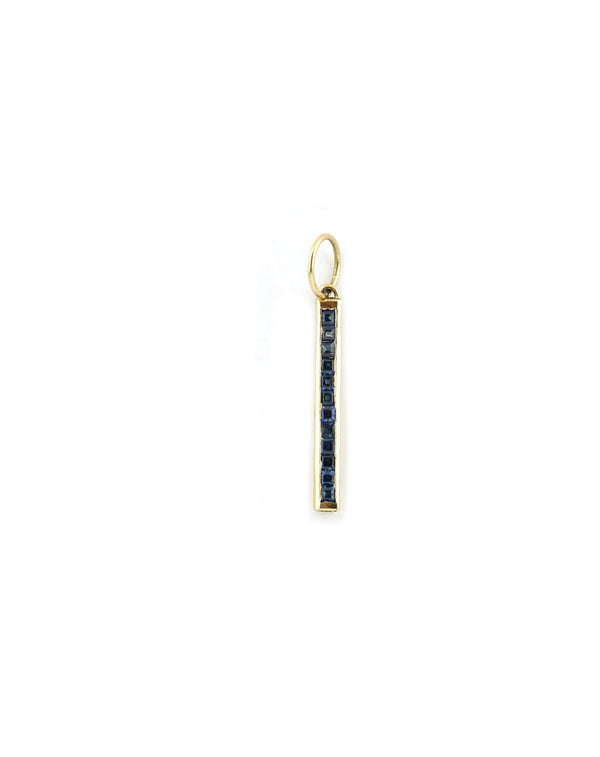 14K Gold Long Skinny Sapphire Bar Charm