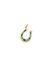 14K Gold Spiked Baguette Emerald & Blue Sapphire Horseshoe Charm