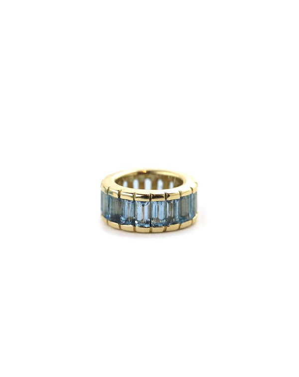 14K Gold Oval Channel Set Blue Topaz Charm Spacer