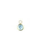 14K Gold Diamond Round Blue Topaz Earring Charm