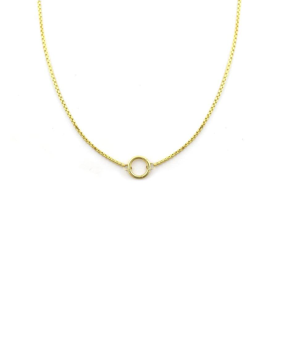 14K Gold Box Chain 12mm Lock Necklace