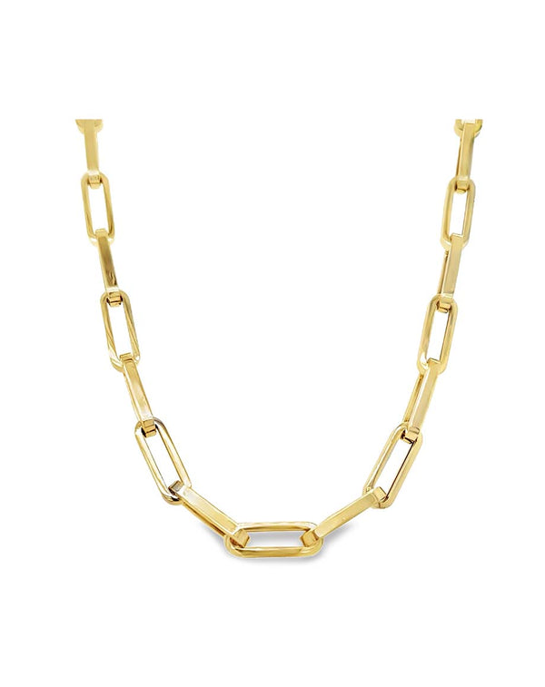 18" 14K Gold Modern Boxy Paperclip Necklace