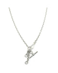 20" Bright Silver Lobster Lock T Bar Lariat Necklace