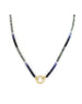 14K Gold 15mm Lock Necklace: Dark Camo Sapphire