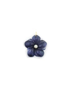 14K Gold Carved Iolite Flower Pendant
