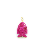 14K Gold Pink Calcite Carved Fish Charm