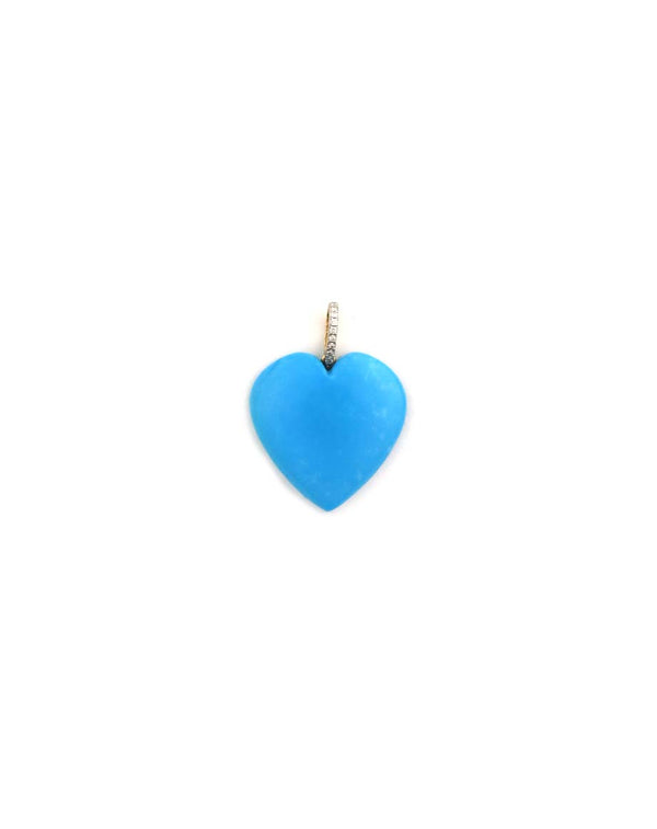 14k Turquoise Heart Diamond Bale Charm