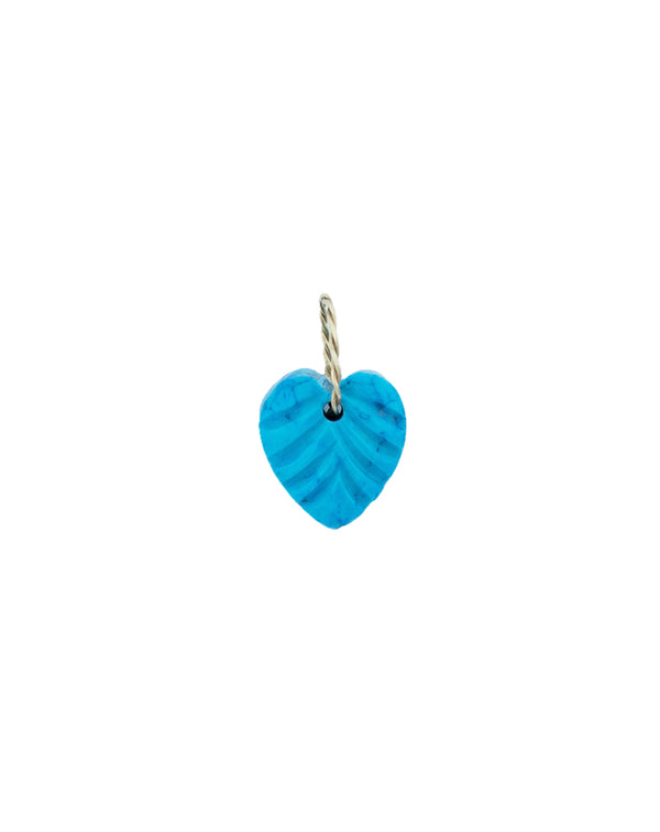 Small 14K Gold Turquoise Scalloped Heart Charm