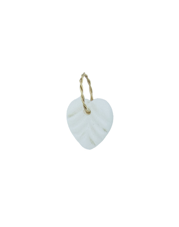 Small 14K Gold White Opal Scalloped Heart Charm