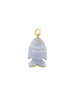 14K Gold Carved Chalcedony Fish Charm