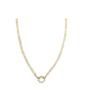 12mm Silver Diamond Lock Necklace: Champagne Zircon