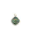 14K Gold Diamond & Emerald Clover Abalone Pendant
