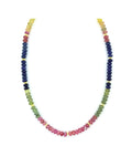 Color Block Multi Sapphire Cabochon Necklace