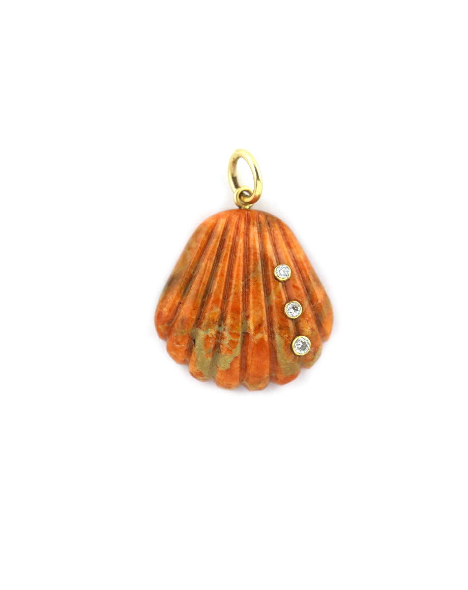 14K Gold Carved Sponge Coral Shell