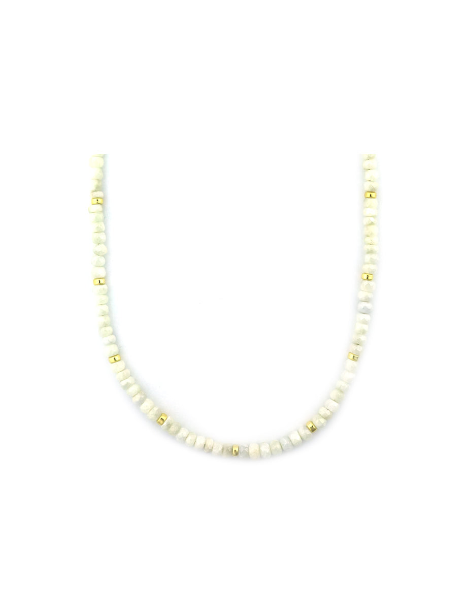 5mm Cream Silverite Rondelle Necklace