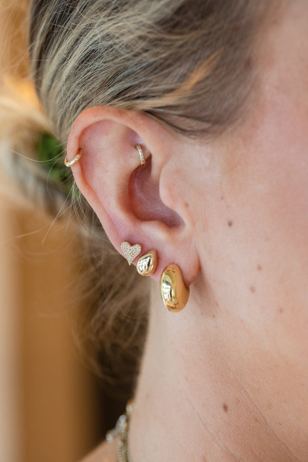 Small 14K Gold Puffy Moon Shaped Hoops