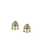 14K Gold CZ Evil Eye Tassel Studs