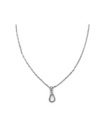 24" Dark Silver Diamond Lobster Clasp Lock Necklace
