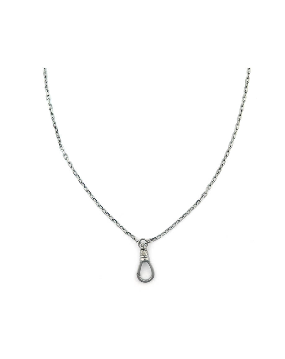 24" Dark Silver Diamond Lobster Clasp Lock Necklace