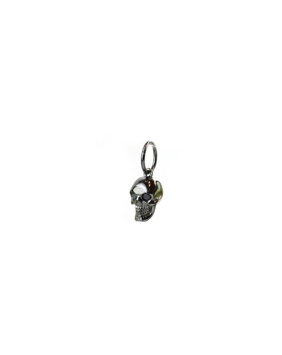 Dark Silver Black Diamond Eye Skull Charm