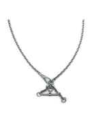 20" Dark Silver Lobster Lock T Bar Lariat Necklace