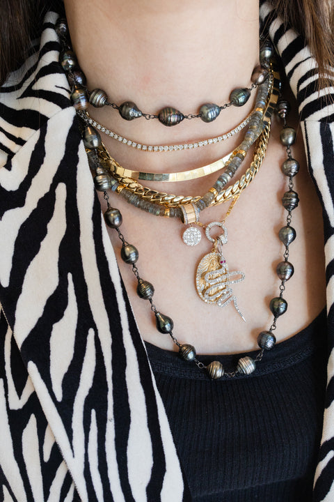 Large 14K White Gold .55ct Diamond Snake Charm