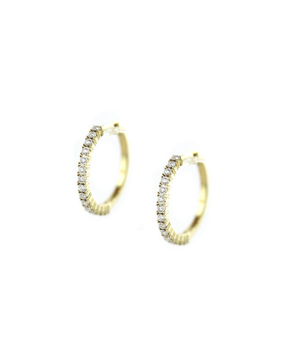 3/4" 14K Gold .18ct Diamond Hoops