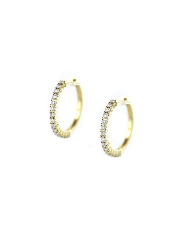 3/4" 14K Gold .18ct Diamond Hoops