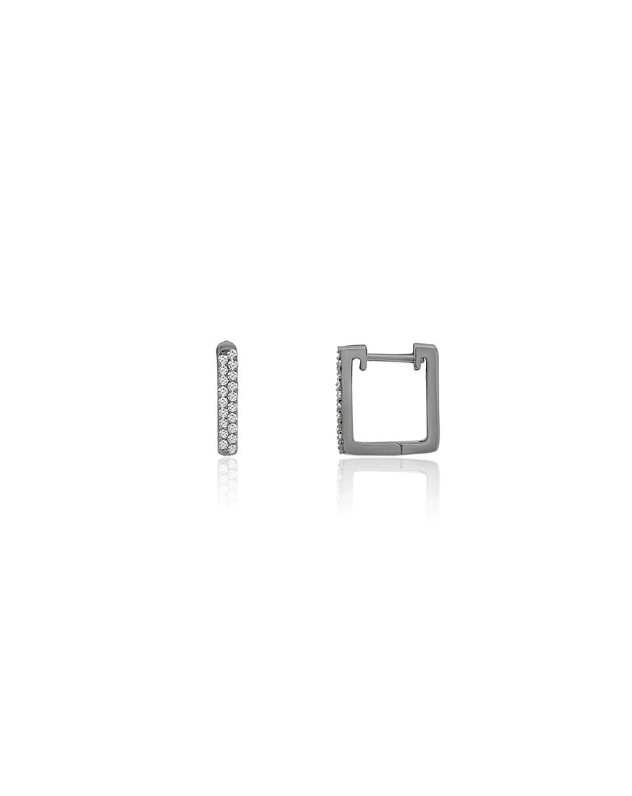 2 Row Silver Diamond Square Huggies