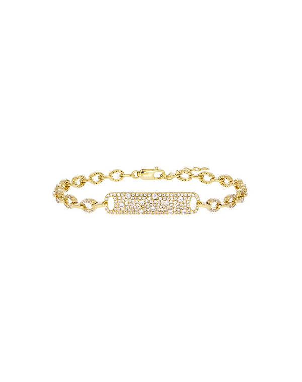 14K Gold Diamond ID & Oval Link Bracelet