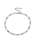 Matte Silver & Diamond Anchor Link Choker Necklace