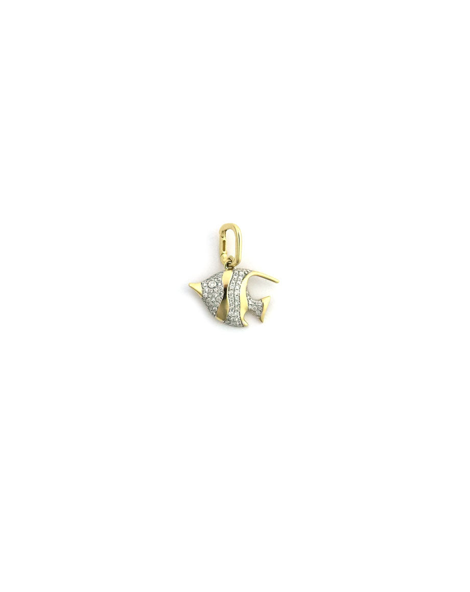 14K Gold Diamond Angel Fish Charm