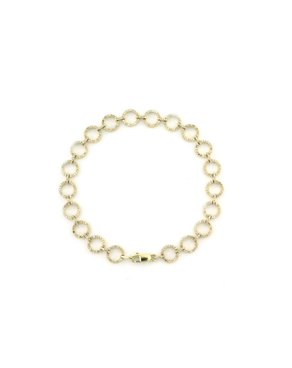 14K Gold Diamond Circle Link Bracelet