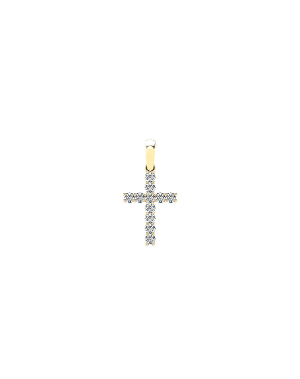 14K Gold 15mm Diamond Cross Charm
