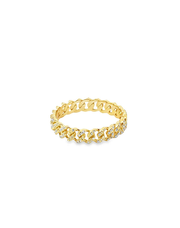 14K Gold Diamond Cuban Link Eternity Ring