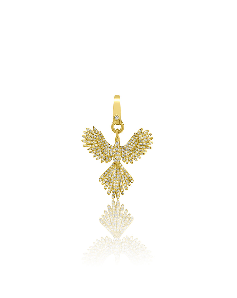 14K Gold Diamond Thunderbird Charm